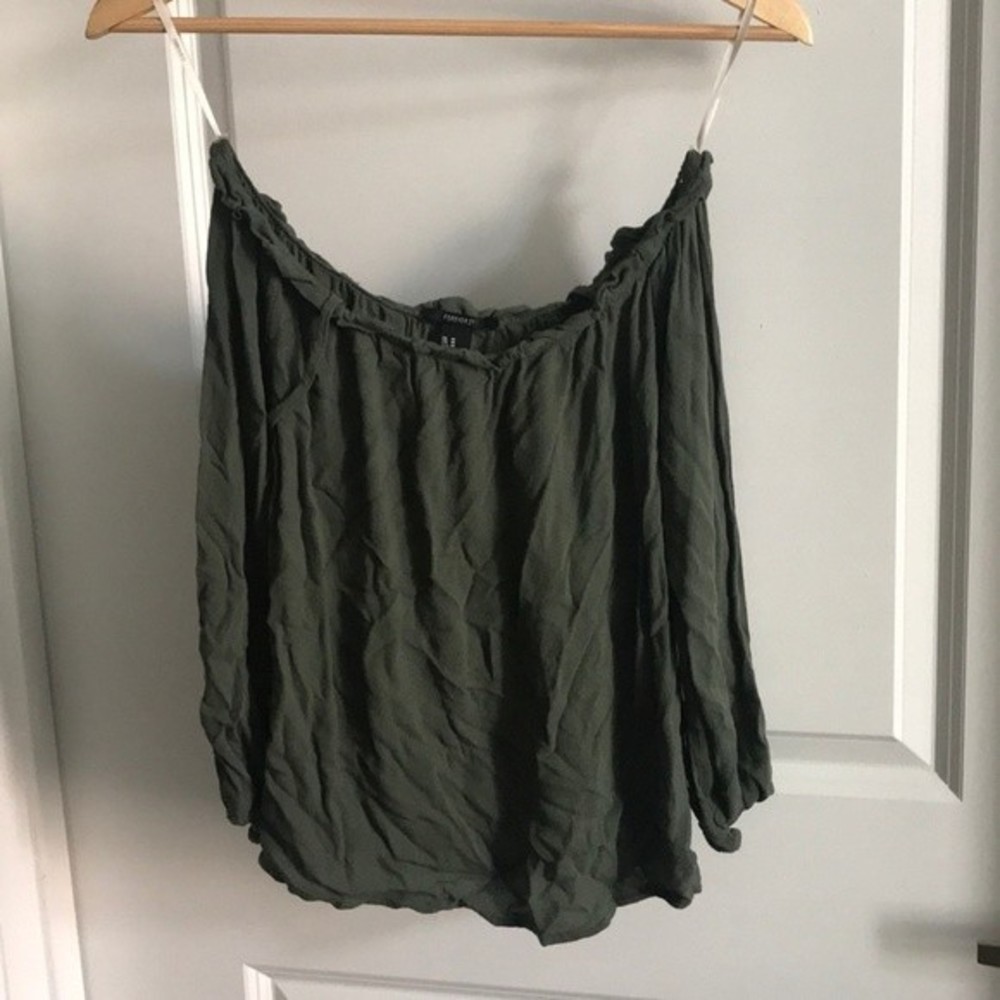 Green off shoulder blouse